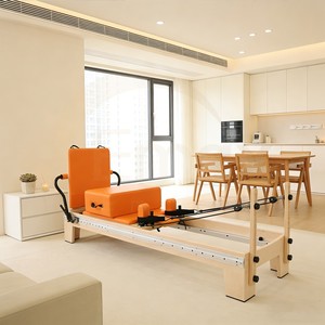 Reformer de <span class=keywords><strong>Pilates</strong></span> de Madera de Alta Calidad EMAX, Marco Ajustable con Ruedas, Materiales Ecológicos, Estudio de <span class=keywords><strong>Pilates</strong></span> Portátil - Product Image 3