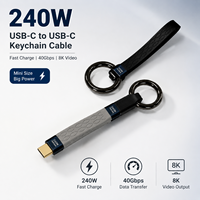 Cargador de Llavero USB-C a USB-C de Carga Rápida de 240W, 40GB, 8k, Cable Corto, Mini, OEM/ODM, Tipo C, Datos de Alta Velocidad