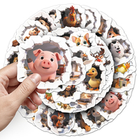 50 autocollants créatifs à thème petits animaux, style dessin animé, pour journal, bricolage, décoration artisanale, vente directe usine