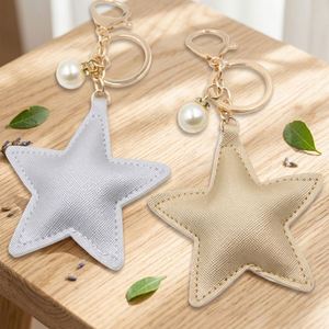 Star Shaped Keychains Christmas Keyring PU Leather Handbag Tote Bag Pendant <b>Car</b> Keychain <b>Ornament</b> - Product Image 3