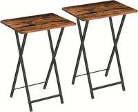 Ensemble de tables basses modernes rustiques marron, 2 pièces, portables, gain de place, pour salle à manger, canapé-lit, cadre en métal, salon, chambre à coucher