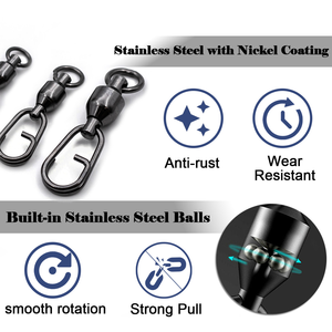 WEIHE haute vitesse huit anneaux de connexion s'enclenche nouveau produit portant une broche ovale forte traction pêche en mer boucle connecteur émerillons boutons-pression - Product Image 4
