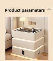 Table de Chevet Intelligente Moderne Minimaliste avec Lampe à Induction, Lumière de Chambre Luxe Léger, Multifonctionnelle, Recharge Sans Fil, Bluetooth, en Pierre