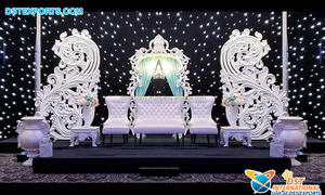Decoración de escenario de fibra con tema de boda Srilankan moderna, escenario de recepción de Evento de Boda Judía elegante con estilo elegante de escenario de Bollywood - Product Image 5