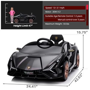 Mini <span class=keywords><strong>Auto</strong></span> Elettrica per Bambini <span class=keywords><strong>Lamborghini</strong></span> Sián con Licenza Ufficiale 12V, Go-Kart Cavalcabile da Drift a Batteria - Product Image 2