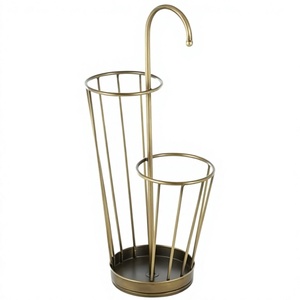 Porte-parapluies portable en métal, résistant à la rouille, en fil de fer, couleur or personnalisée, support de parapluie de luxe, décoration moderne pour la maison - Product Image 1
