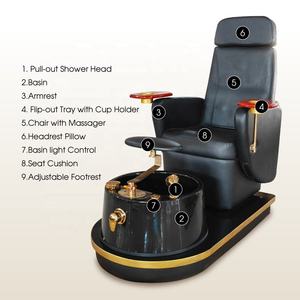 Fauteuil de pédicure électrique en verre noir et or, prix d'usine, avec siège rotatif couleur personnalisable, pour salon de manucure - Product Image 5