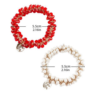 أربطة شعر من حجر الراين على الطراز الكوري للفتيات ربطات شعر مخصصة من اللؤلؤ حامل ذيل الحصان الكريستال إكسسوارات شعر للنساء - Product Image 2