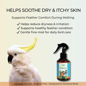 Spray pour animaux de compagnie à marque privée pour le bain – Aide à apaiser les peaux sèches et irritées, favorise la santé des plumes – Parfum d'eucalyptus et de thym à base de plantes pour oiseaux - Product Image 5