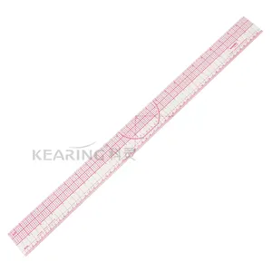 Kearing Multipurpose 60cm&24" Clear Plastic Pattern Grading Ruler with Protractor for Garment Fashion Design Pattern Making 8097