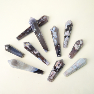 Vente en gros de baguette en agate fleur de cerisier, pierre précieuse naturelle, cristal de guérison, pour la décoration de la maison - Product Image 2