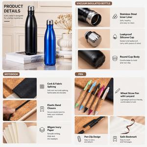 Ensemble cadeau d'entreprise haut de gamme avec logo personnalisé, carnet A5, stylo, bouteille d'eau isotherme, coffret cadeau promotionnel pour entreprise - Product Image 4