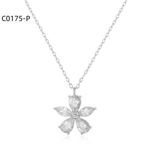Amy Amy – collier avec pendentif fleur en argent plaqué zircone cubique pour femme, bijoux classiques pour tous les jours, boîte cadeau, chaîne C0175 - Product Image 1