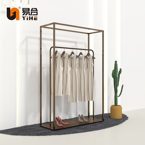 Estantes de exhibición de ropa dorados de lujo, soporte de almacenamiento bonito <span class=keywords><strong>para</strong></span> mujer, soporte de exhibición <span class=keywords><strong>para</strong></span> tienda de ropa - Product Image 2