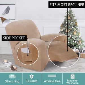Funda Elástica Lavable de 1 Pieza para Sillón de Sofá, Moderna, de Terciopelo, Poliéster y Spandex, Color Personalizable, Teñido Liso, para 2 Plazas, Apta para Sillones Reclinables - Product Image 2