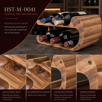 Porte-bouteilles à vin ovale double couche en bois de bambou de style nordique, présentoir de table, organisateur écologique moderne pour cuisine vintage