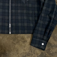 Veste à carreaux personnalisée de haute qualité, hiver, 100% coton flanelle, col en cuir, fermeture éclair, veste à carreaux courte, veste pour homme