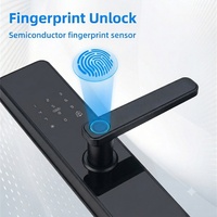 Serrure intelligente Tuya 2.4G WiFi avec code, carte, empreinte digitale, sans clé, avec poignée