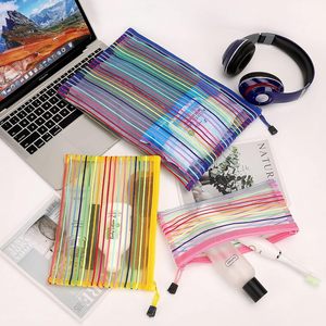 <span class=keywords><strong>A4</strong></span> <span class=keywords><strong>A5</strong></span> A6 borsa per documenti leggera e resistente borsa portatile in rete di Nylon con cerniera cartella di plastica colorata in rete - Product Image 5