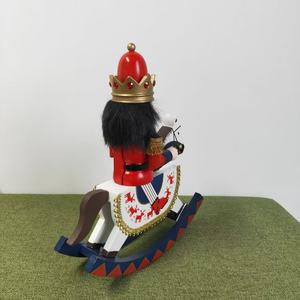 <span class=keywords><strong>Casse</strong></span>-noix en bois traditionnel peint à la main sur cheval à bascule, figurine de soldat roi classique de Noël, décoration de fêtes - Product Image 4