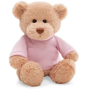 Oso de peluche de varios colores con logotipo personalizado con camisetas rosas, regalos de diseño OEM, oso de peluche suave relleno