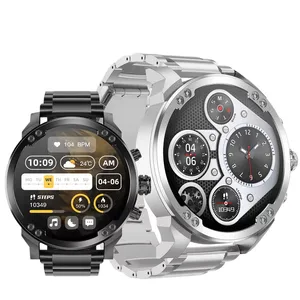 1.43 pouces Full Touch Ips Display Boîtier en alliage de zinc Bande en acier inoxydable Bt5.2 Appels Mode multi-sport Montres intelligentes pour hommes