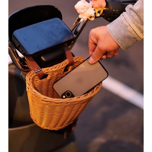 Tas jinjing sepeda anak rotan plastik buatan tangan keranjang anyaman sepeda depan wadah penyimpanan warna berbeda untuk pilihan - Product Image 4