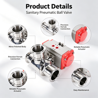 Vanne à boisseau sphérique sanitaire KLion Factory, raccordement électrique à pince, 3 voies en T, 2 pouces, SS316L, qualité alimentaire, aseptique, hygiénique, pour eau, OEM