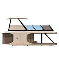 Maison-capsule spatiale personnalisée en verre trempé, cabine mobile avec décoration intérieure complète, maison-conteneur extensible