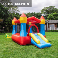 Centre de jeux gonflable extérieur Doctor Dolphin pour enfants, château gonflable avec toboggan, utilisation domestique, tissu Oxford 420D+840D, 2 places