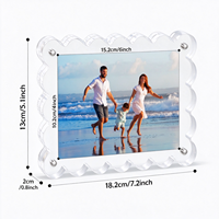 Cadres photo rectangulaires magnétiques en acrylique transparent et écologique, à bords festonnés, imprimés UV, pour décoration intérieure, cadeau