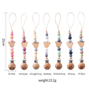 Chupetas de silicona de grado alimenticio para bebé, pinzas para pezones, Chupetas de forma redonda florales y de dibujos animados con cadena para alimentación de bebé - Product Image 6