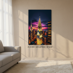 Impresión en Lienzo de Edificios de Nueva York, Impresión de Vista Nocturna de la Ciudad Vintage, Decoración Urbana para el Hogar y la Oficina - Product Image 1
