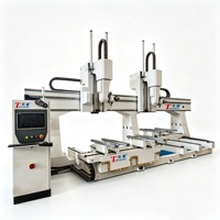 Machine de fraisage CNC à portique 5 axes Tonsing, double broches, double tables, haute précision, robuste pour la sculpture sur bois massif
