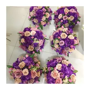Buket Bunga Pernikahan Ungu Desain Baru Bunga Pengantin Pengaturan Pernikahan Bunga Sutra untuk Pernikahan