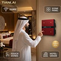 Interrupteur intelligent Tianlai M15 à 4 touches programmables avec affichage de l'heure et de la météo, panneau mural Zigbee 3.0 pour la domotique