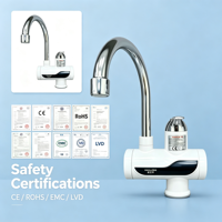 Robinet d'eau électrique à chauffage instantané en plastique, bec pivotant chromé, commande manuelle, affichage LED, pour maison et garage, 110V