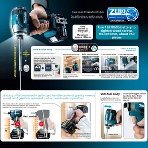 Atornillador de Impacto Recargable Original Makita DTD173, Atornillador de Litio sin Escobillas de 18 V, 1 Año de Garantía - Product Image 5