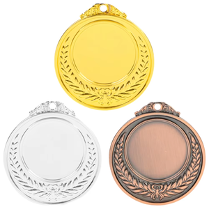 Wholesale Sports Games Medals Gold Silver Bronze Wheat Ear Medals Electro-Galvanized Metal Laser Engraved Gold Metal Crafts