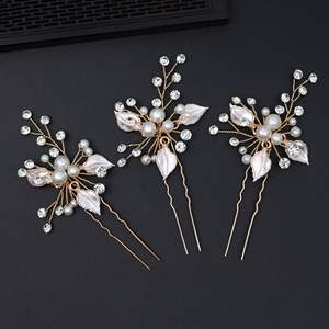 دبابيس الشعر الكريستال الزفاف الفضة/الذهب/ارتفع مشبك معدني الذهب اللؤلؤ الزفاف اكسسوارات للعرائس - Product Image 5