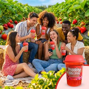 Bebida RTD de Boba con Sabor a Fresa al por Mayor, 280 ml |   Vaso de Jugo de Frutas con Perlas de Boba Explosivas y Pajita, Éxito de Ventas en Supermercados - Product Image 5