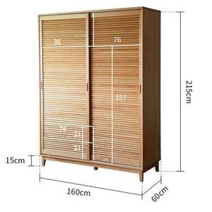 Armoire en bois massif de cerisier minimaliste moderne avec <span class=keywords><strong>porte</strong></span> <span class=keywords><strong>coulissante</strong></span> lisse pour chambre à coucher de <span class=keywords><strong>style</strong></span> japonais, meubles de rangement pour la maison - Product Image 5