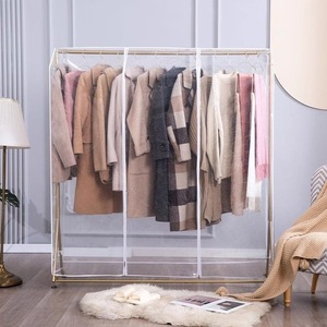 <b>Clothes</b> Hanger Dust Cover Double Rod Transparent Rectangle Standing Type Polyester Bedroom <b>Storage</b> Dustproof Moisture Proof - Product Image 4