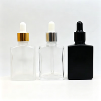 Flacons de parfum carrés plats vides / Flacons compte-gouttes transparents pour huiles essentielles / Bouteilles en verre vides pour échantillons et décoration