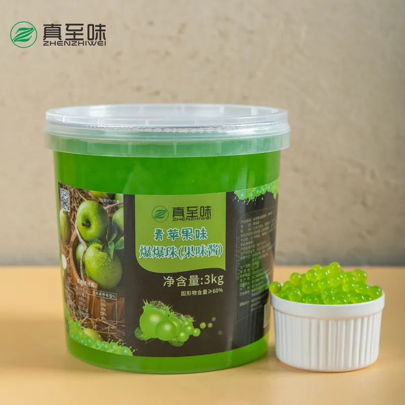 beliebteste bunte 3 kg grüne apfel-popping-perlen-verschiedenheitsverpackung spaß topper für desserts massenware kartonverpackung