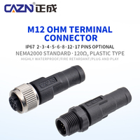 Connecteur de résistance de terminaison à fiche M12 Ohm, fiche mâle/femelle avec matériau plastique