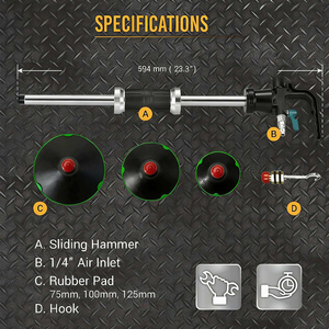 Juego de 5 Extractores de Abolladuras Neumáticos de Aluminio para Automóviles con Ventosas de 75 mm/100 mm/125 mm, Fuerza de Tracción de hasta 100 kg para Reparación de Carrocería - Product Image 2