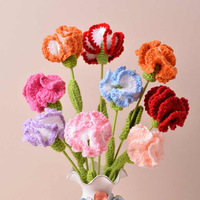 Bouquet d'œillets en crochet fait main fil de laine fleur artificielle cadeau de décoration de vacances créatif pour la fête des mères