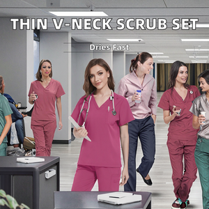 Conjunto de Uniformes Médicos Personalizados con Cuello en V, de Secado Rápido, Transpirables, de Spandex/Poliéster, Unisex, para Enfermeras, Salones de Belleza y Hospitales - Product Image 2