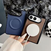 Étui de protection magnétique en cuir PU grainé avec charnière pour iPhone Duo 18, coque antichoc à rabat pour iPhone Duo Ultra